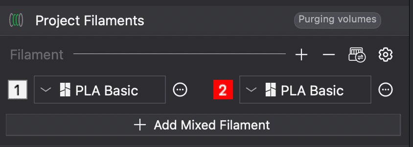 Setup at least two filament colors in Bambu Studio