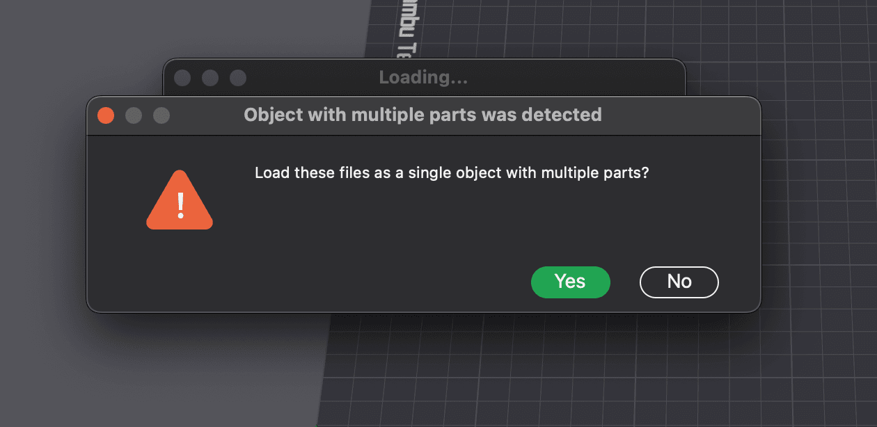 Confirm single object import in Bambu Studio