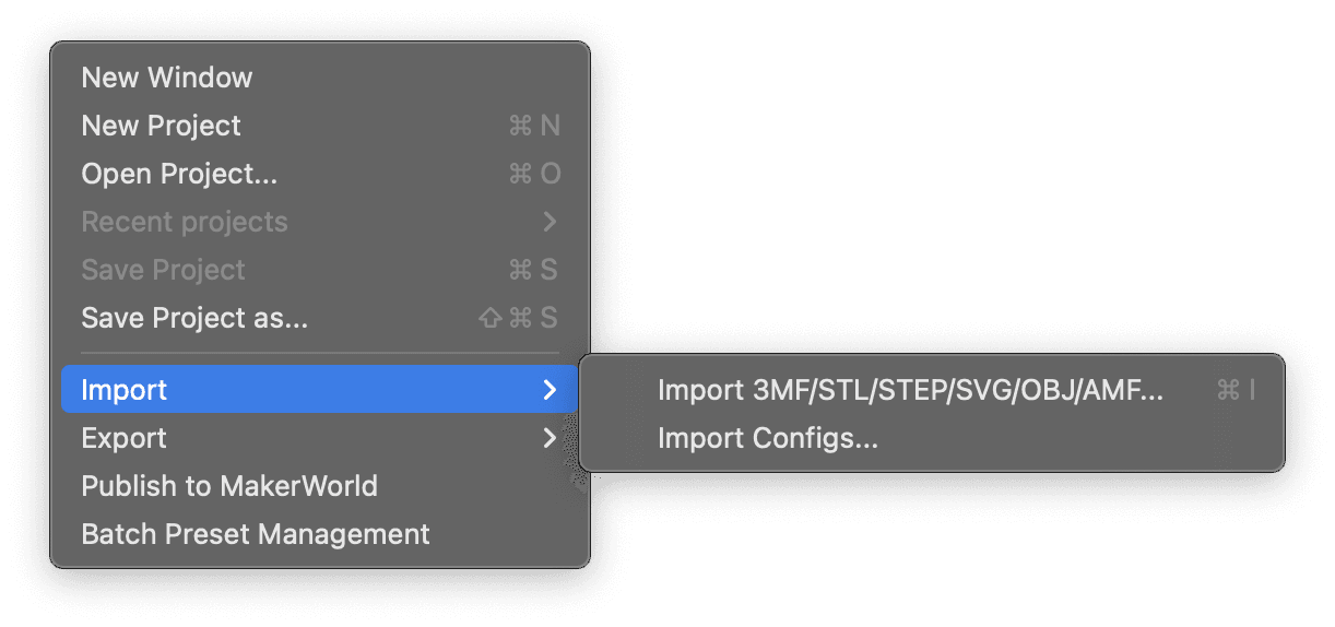 Imported STL files in Bambu Studio