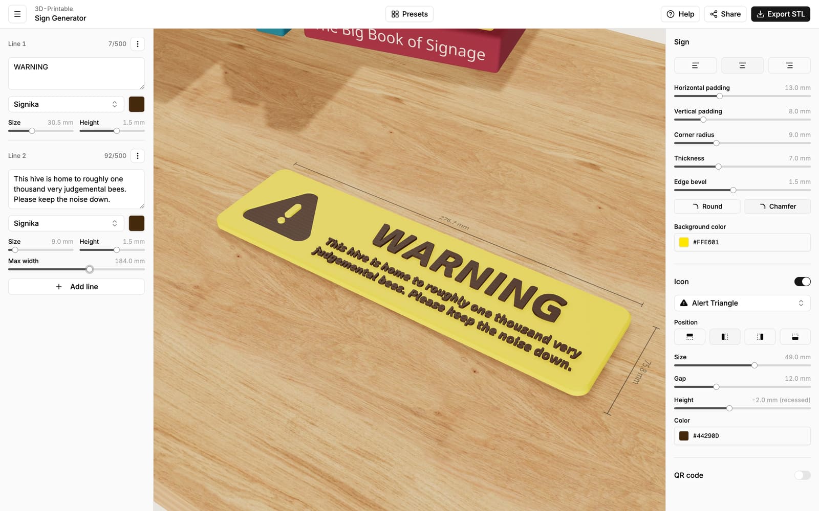 A sign with a wrapped paragraph of small text under the headline