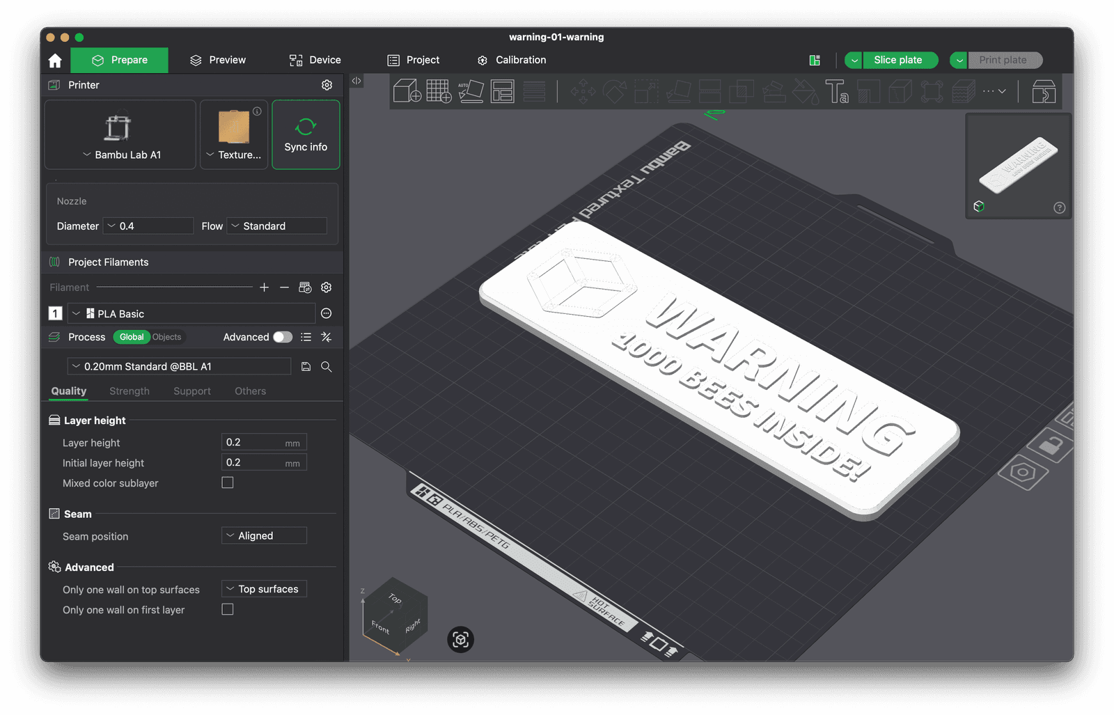 Preview of the imported STL files in Bambu Studio